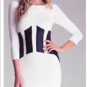 White and Black Mini Bebe Dress
